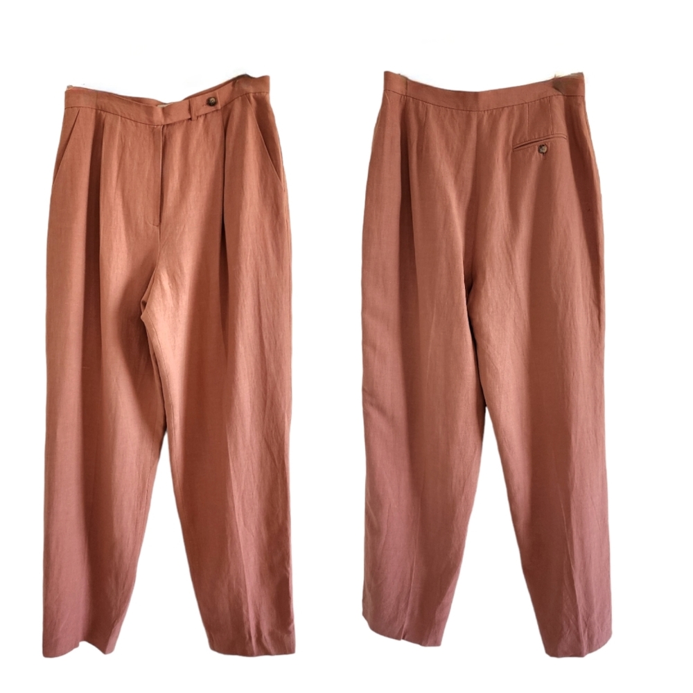 NWT Liz Claiborne Relaxed Fit Peach Colored Pleated Front Silk Trousers sz 16